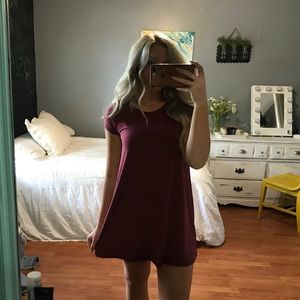 Maroon T-shirt Dress
